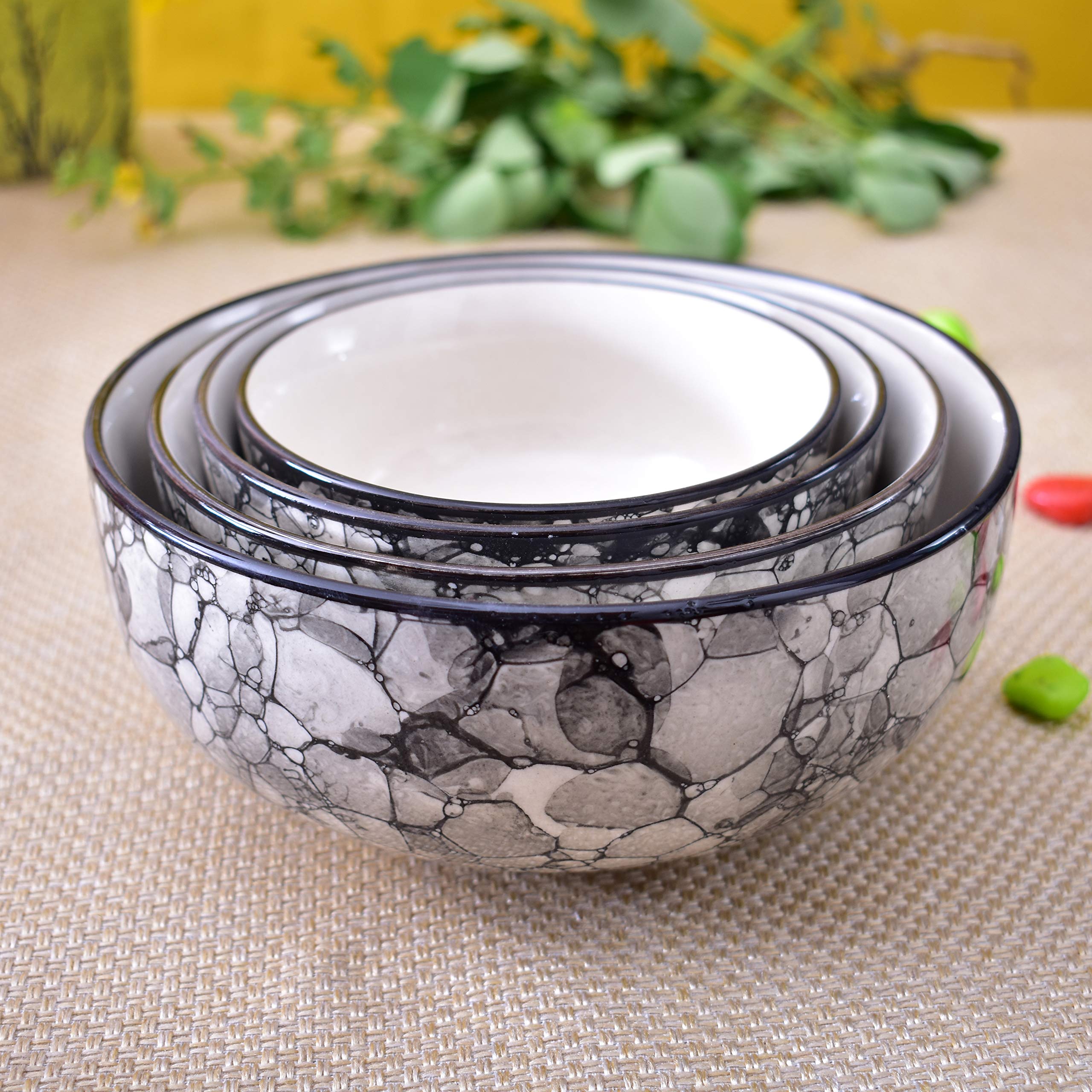 Kunhar Ceramic Mixing Bowl Set – 4 Pieces (1500ml, 800ml, 600ml, 400ml), Black Luster – Durable, Microwave & Dishwasher Safe – Ideal for Mixing, Serving & Storage — product view 5