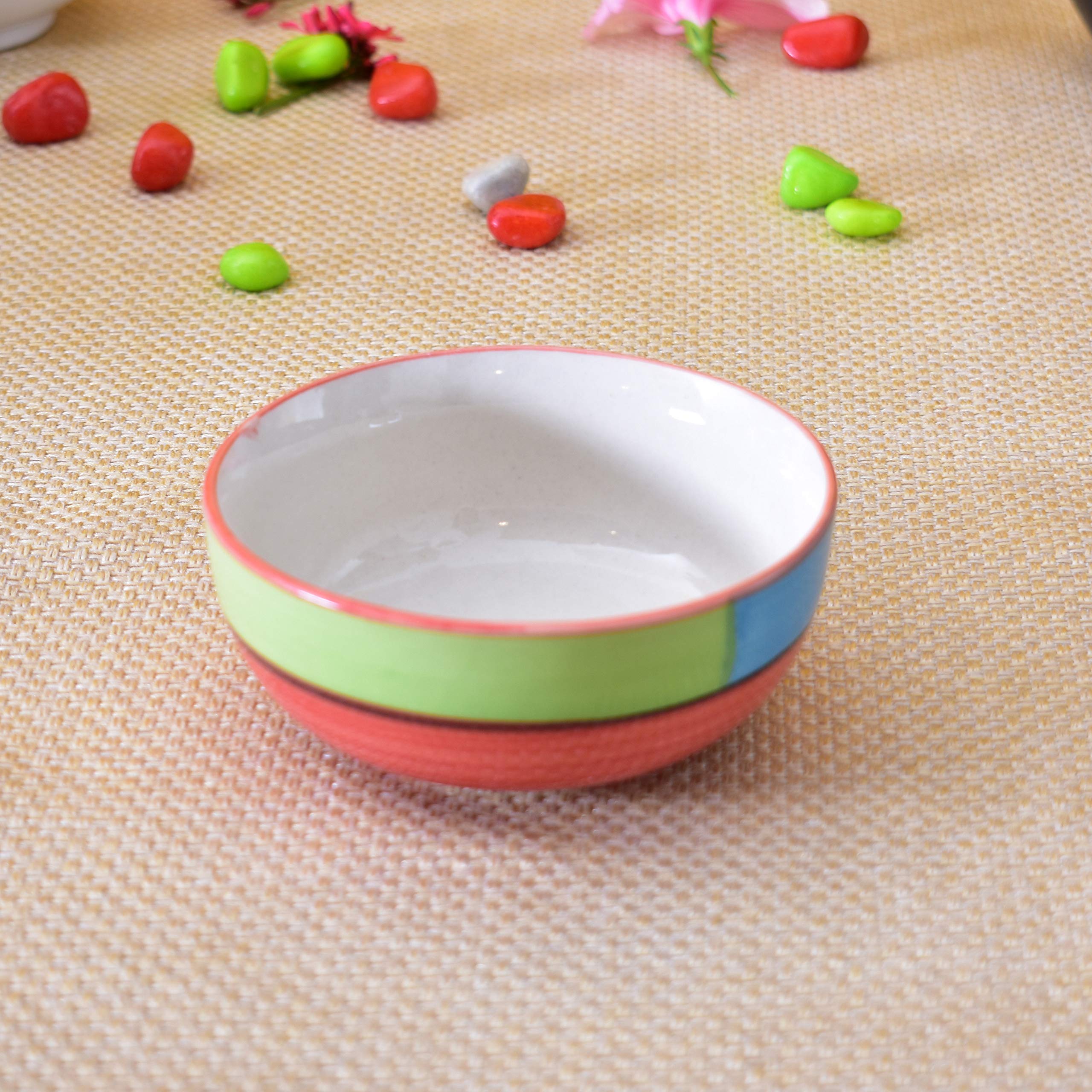 Kunhar Ceramic Mixing Bowl Set – 4 Pieces (1500ml, 800ml, 600ml, 400ml), Red Multi – Durable, Microwave & Dishwasher Safe – Ideal for Mixing, Serving & Storage - Image 11