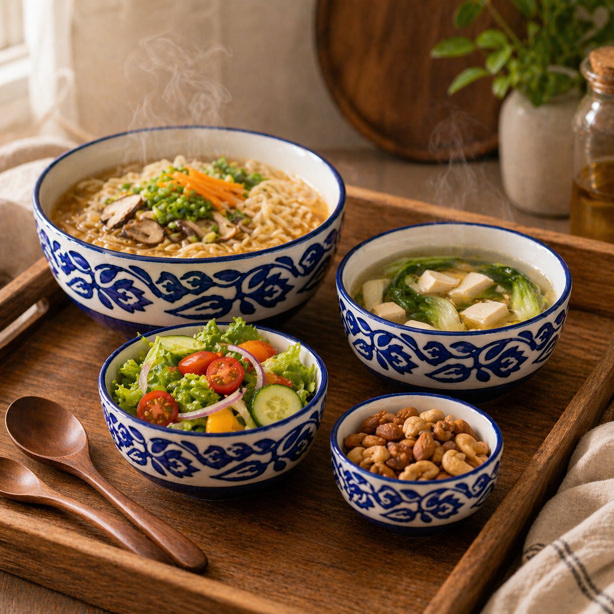 Kunhar Ceramic Mixing Bowl Set – 4 Pieces (1500ml, 800ml, 600ml, 400ml), Blue Vine – Durable, Microwave & Dishwasher Safe – Ideal for Mixing, Serving & Storage - Image 2