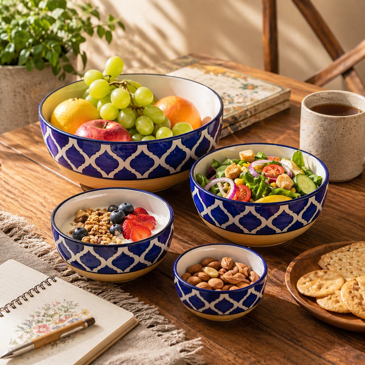 Kunhar Ceramic Mixing Bowl Set 4 Pieces Yellow Blue – 1500ML 800ML 600ML 400ML Microwave Dishwasher Safe for Mixing Serving Storage - Image 3