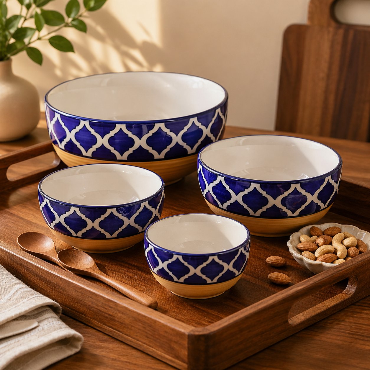 Kunhar Ceramic Mixing Bowl Set 4 Pieces Yellow Blue – 1500ML 800ML 600ML 400ML Microwave Dishwasher Safe for Mixing Serving Storage - Image 2