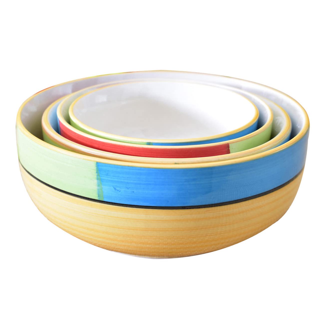 Kunhar Ceramic Mixing Bowl Set – 4 Pieces (1500ml, 800ml, 600ml, 400ml), Yellow – Durable, Microwave & Dishwasher Safe – Ideal for Mixing, Serving & Storage