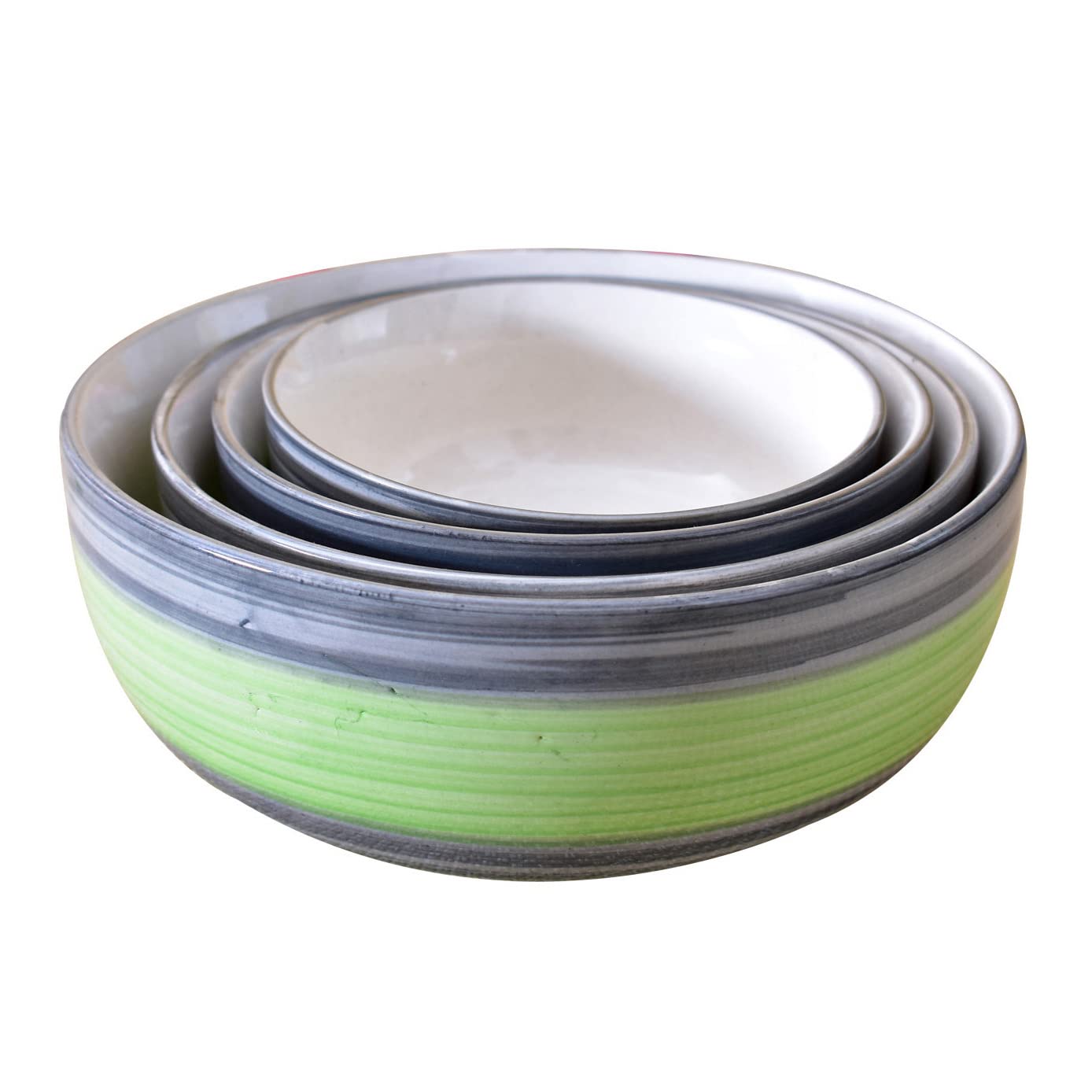 Kunhar Ceramic Mixing Bowl Set – 4 Pieces (1000ml, 750ml, 500ml, 300ml), Green Gray – Durable, Microwave & Dishwasher Safe – Ideal for Mixing, Serving & Storage - Image 4