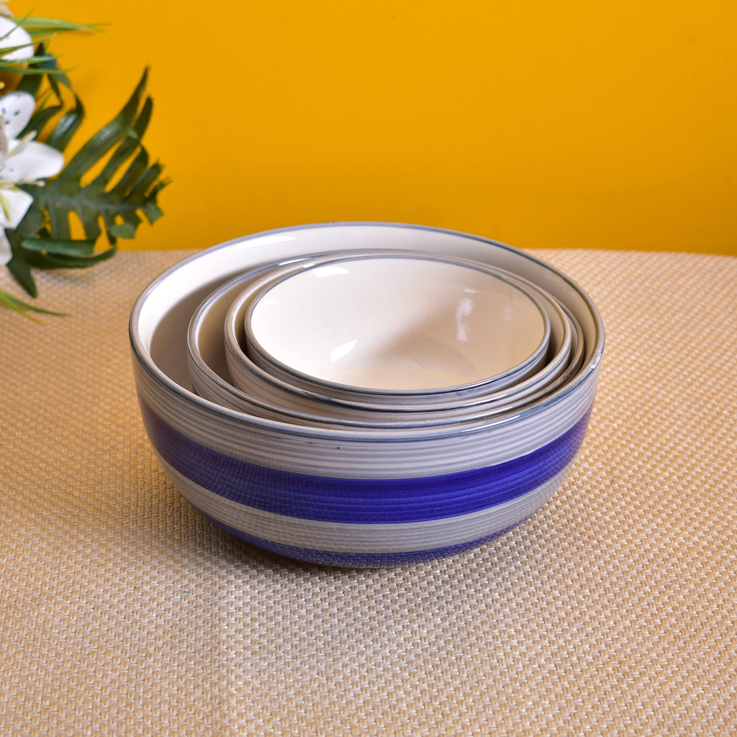 Kunhar Ceramic Mixing Bowl Set – 4 Pieces (1500ml, 800ml, 600ml, 400ml), Monsoon – Durable, Microwave & Dishwasher Safe – Ideal for Mixing, Serving & Storage - Image 11