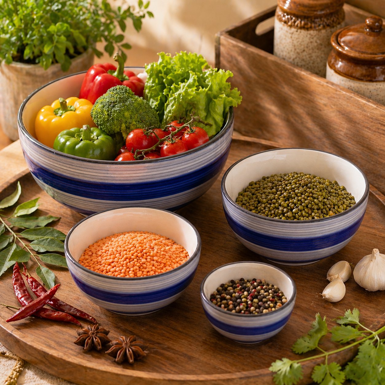 Kunhar Ceramic Mixing Bowl Set – 4 Pieces (1500ml, 800ml, 600ml, 400ml), Monsoon – Durable, Microwave & Dishwasher Safe – Ideal for Mixing, Serving & Storage - Image 5