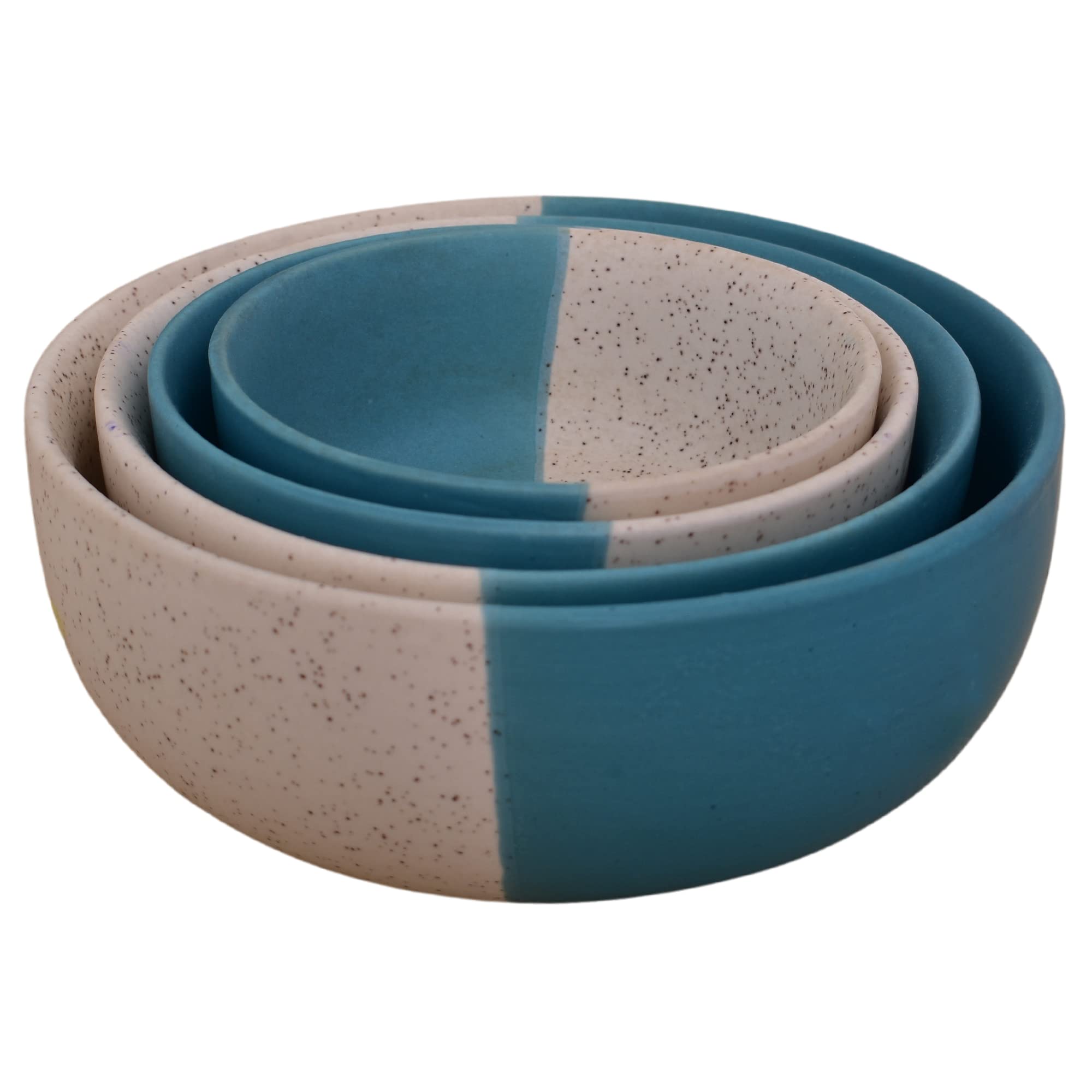 Kunhar Ceramic Mixing Bowl Set – 4 Pieces (1500ml, 800ml, 600ml, 400ml), White Dusty Blue – Durable, Microwave & Dishwasher Safe – Ideal for Mixing, Serving & Storage - Image 6
