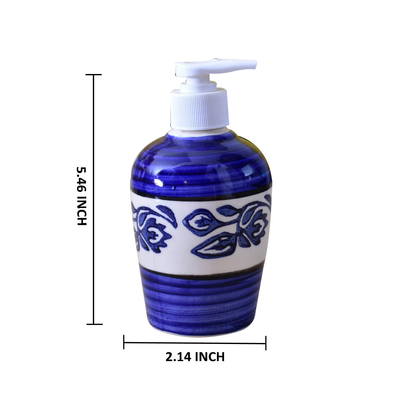 Kunhar Ceramic Liquid Soap Dispenser, 300 Ml, Blue Vine - Image 2