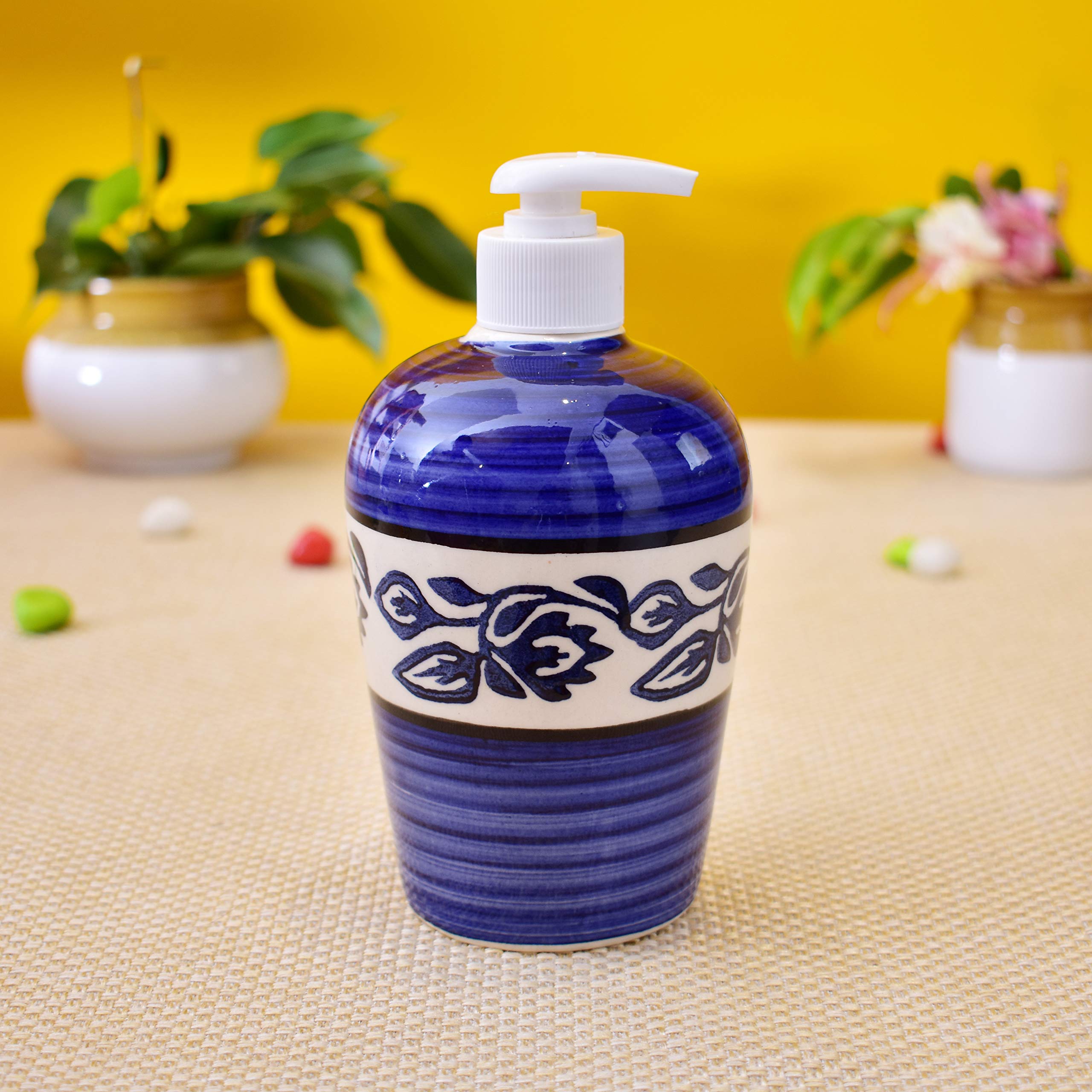 Kunhar Ceramic Liquid Soap Dispenser, 450 Ml, Blue - Image 3