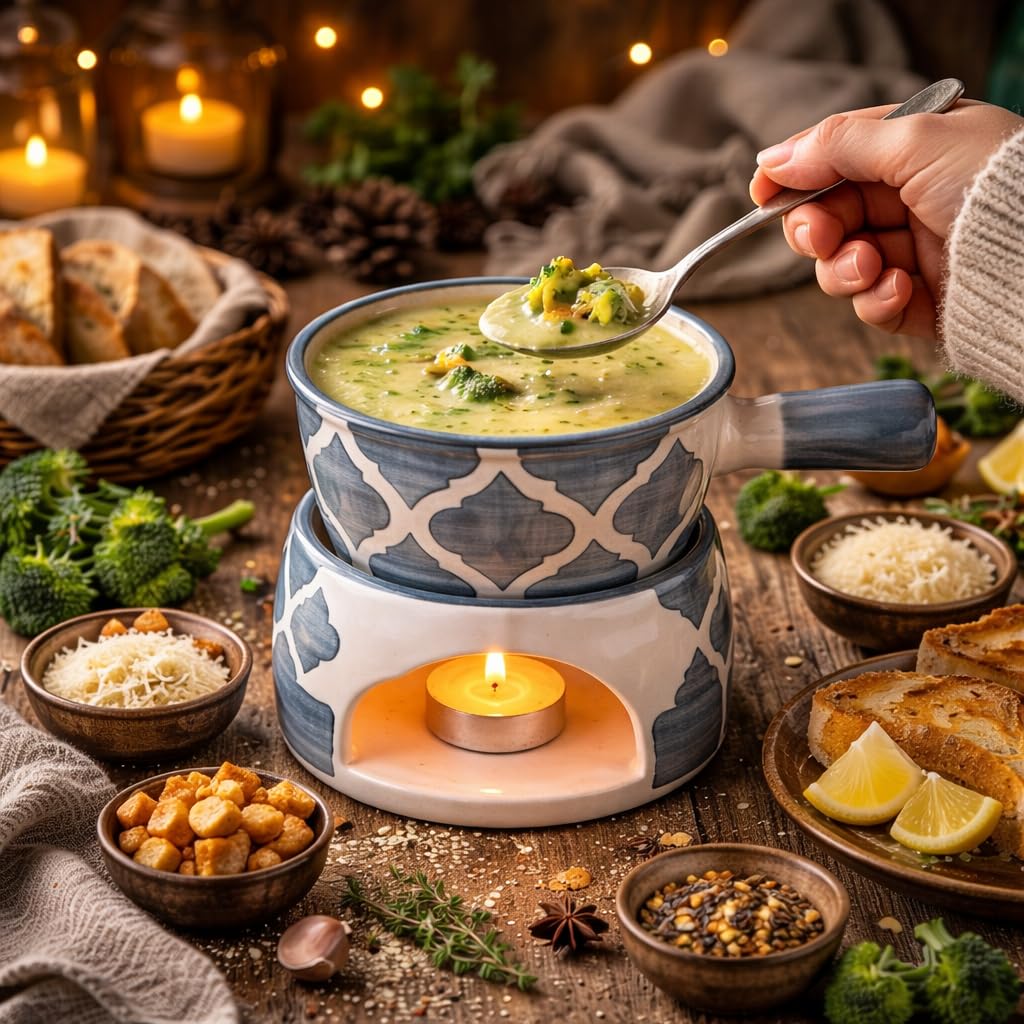 KunhaR Ceramic Fondue Set with 2 Tea Light Candle, 450 ML Capacity, (Grey) - Image 8