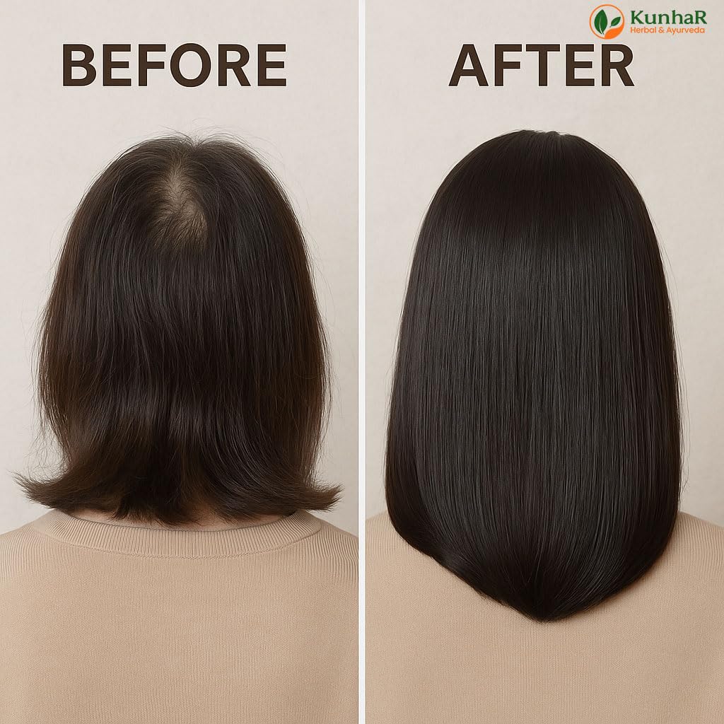 KunhaR Maha Bhringraj Premium Hair Oil with Amla & Neem - 200 ml (Pack of 2) - Reduces Hair Fall, Cures Dandruff – Ayurvedic Herbal Formula – Power of Roots - Image 4