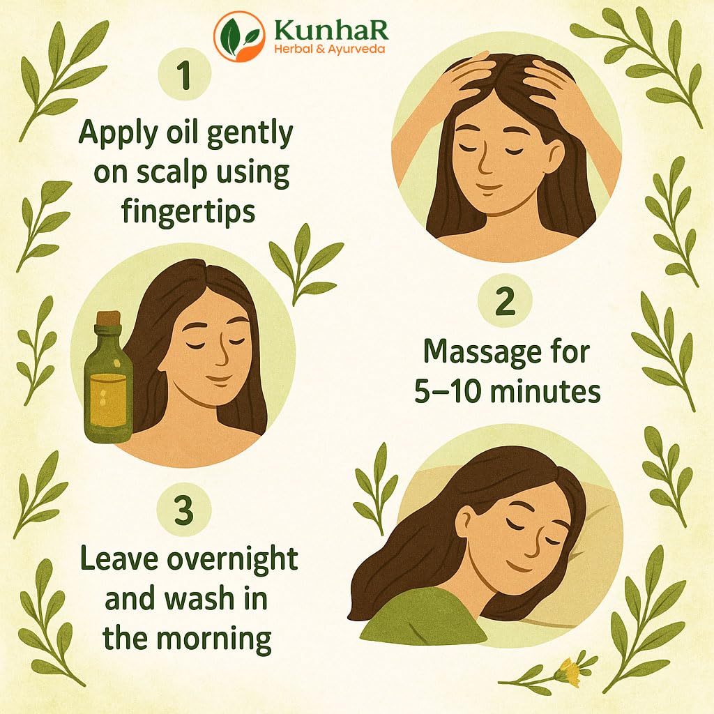 KunhaR Maha Bhringraj Premium Hair Oil with Amla & Neem - 200 ml (Pack of 1) - Reduces Hair Fall, Cures Dandruff – Ayurvedic Herbal Formula – Power of Roots - Image 3