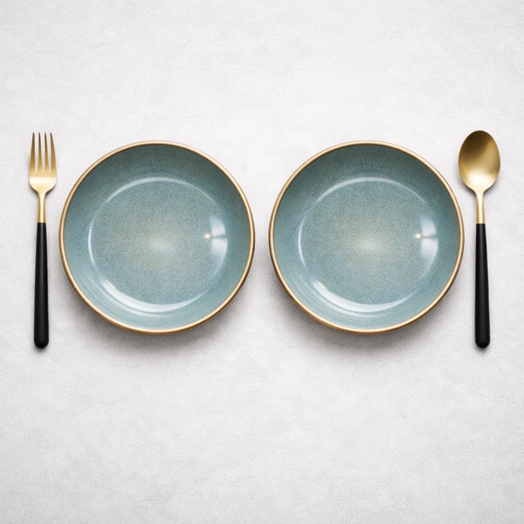 Kunhar Ceramic Dinner Plates 10 Inch Set of 2 | Sage Green Rustic Finish | Premium Glazed Stoneware | Microwave & Dishwasher Safe | Serving Plates for Dinner, Pasta, Salad - Image 7