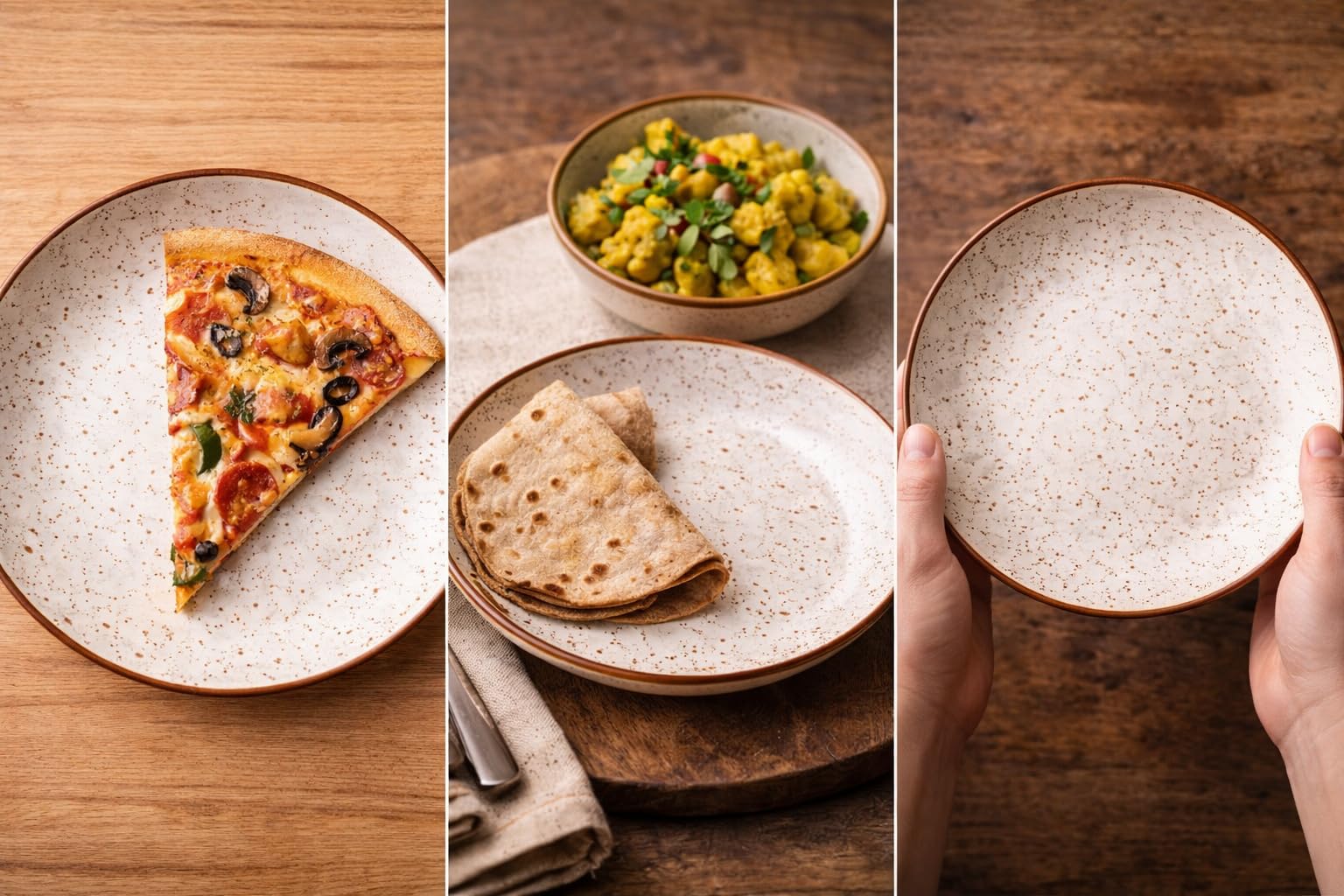 Kunhar Ceramic Dinner Plates 10 Inch Set of 2 | Rustic Ivory Speckled Finish | Premium Glazed Stoneware | Microwave & Dishwasher Safe | Serving Plates for Dinner, Pasta & Salad - Image 5