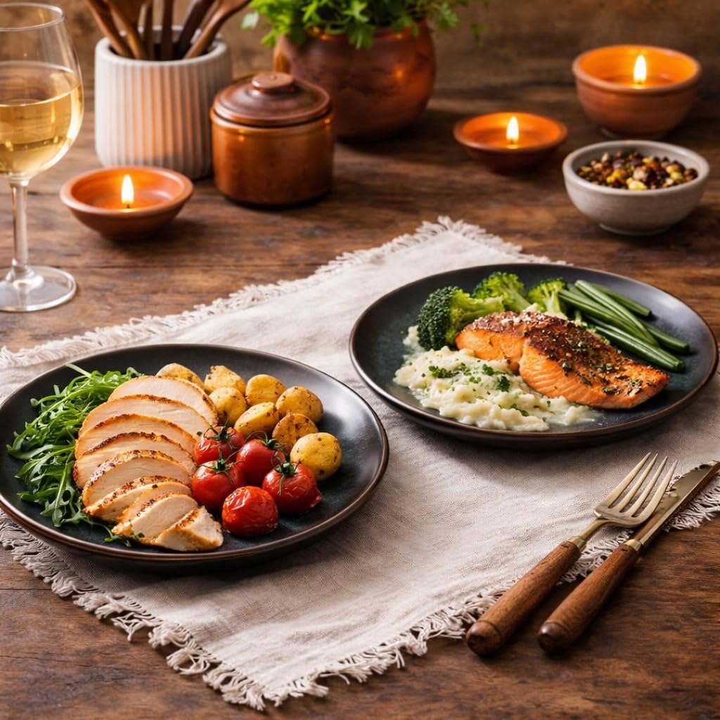 Kunhar Deep Pasta Plates Set of 2, 10 Inch | Ocean Teal Reactive Glaze with Dark Brown Rim | Premium Stoneware | Microwave & Dishwasher Safe | Deep Serving Plates for Pasta, Salad & Dinner - Image 3