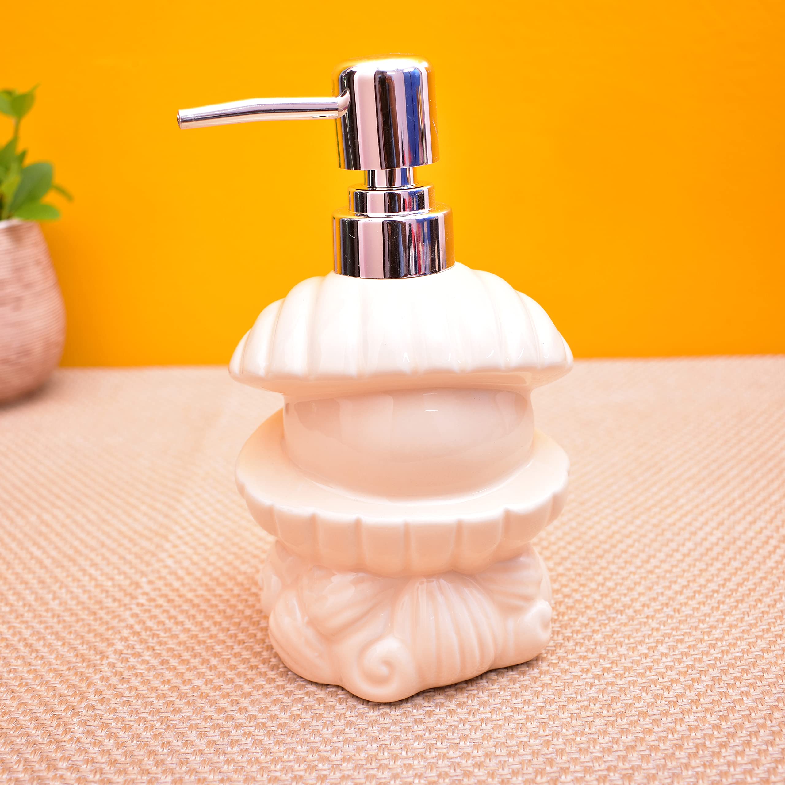 KunhaR Ceramic Liquid Soap Dispenser, 450 Ml, Dawn Pink - Image 4
