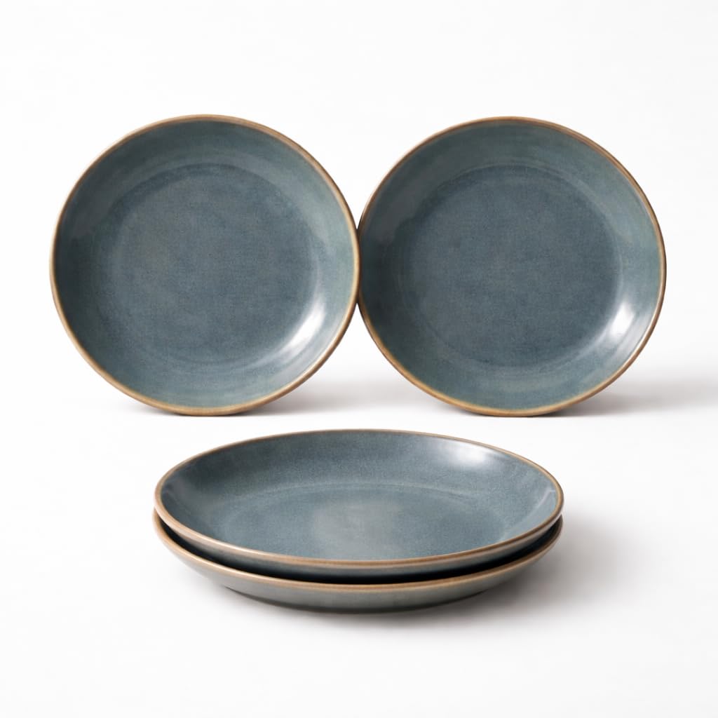 Kunhar Ceramic Dinner Plates 10 Inch Set of 4 | Sage Green Rustic Finish | Premium Glazed Stoneware | Microwave & Dishwasher Safe | Serving Plates for Dinner, Pasta, Salad - Image 6