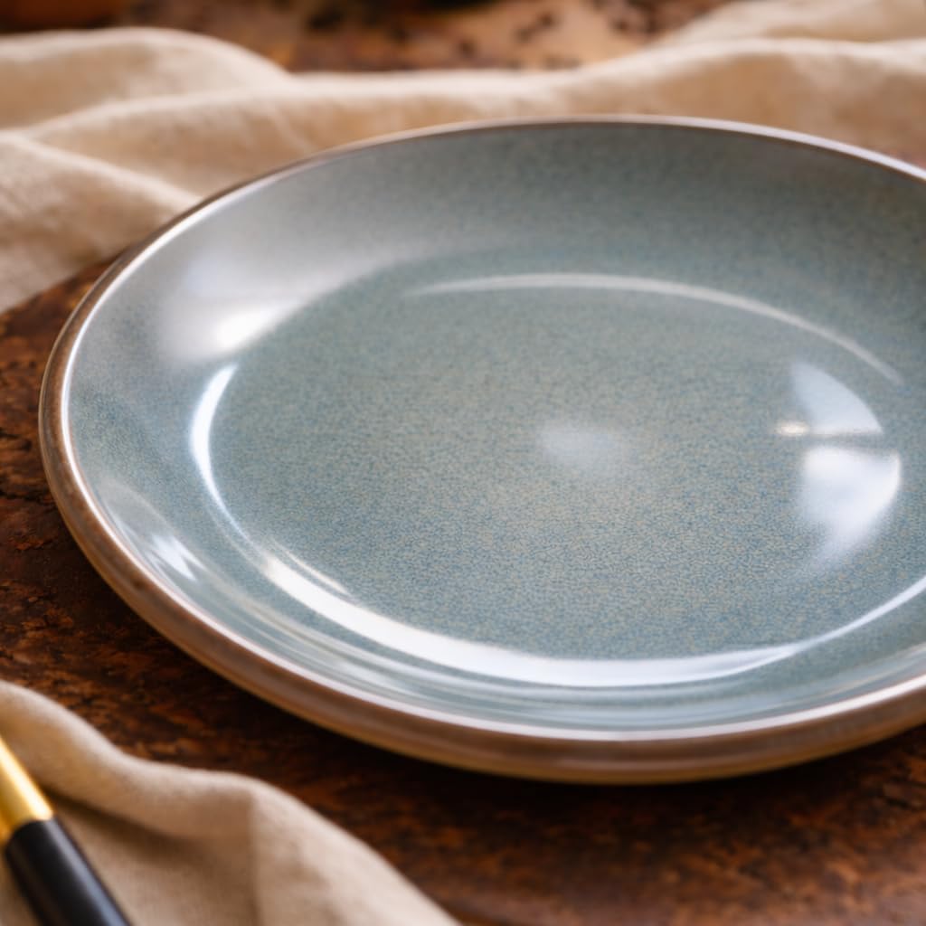 Kunhar Ceramic Dinner Plates 7 Inch Set of 4 | Sage Green Rustic Finish | Premium Glazed Stoneware | Microwave & Dishwasher Safe | Serving Plates for Dinner, Pasta, Salad - Image 5