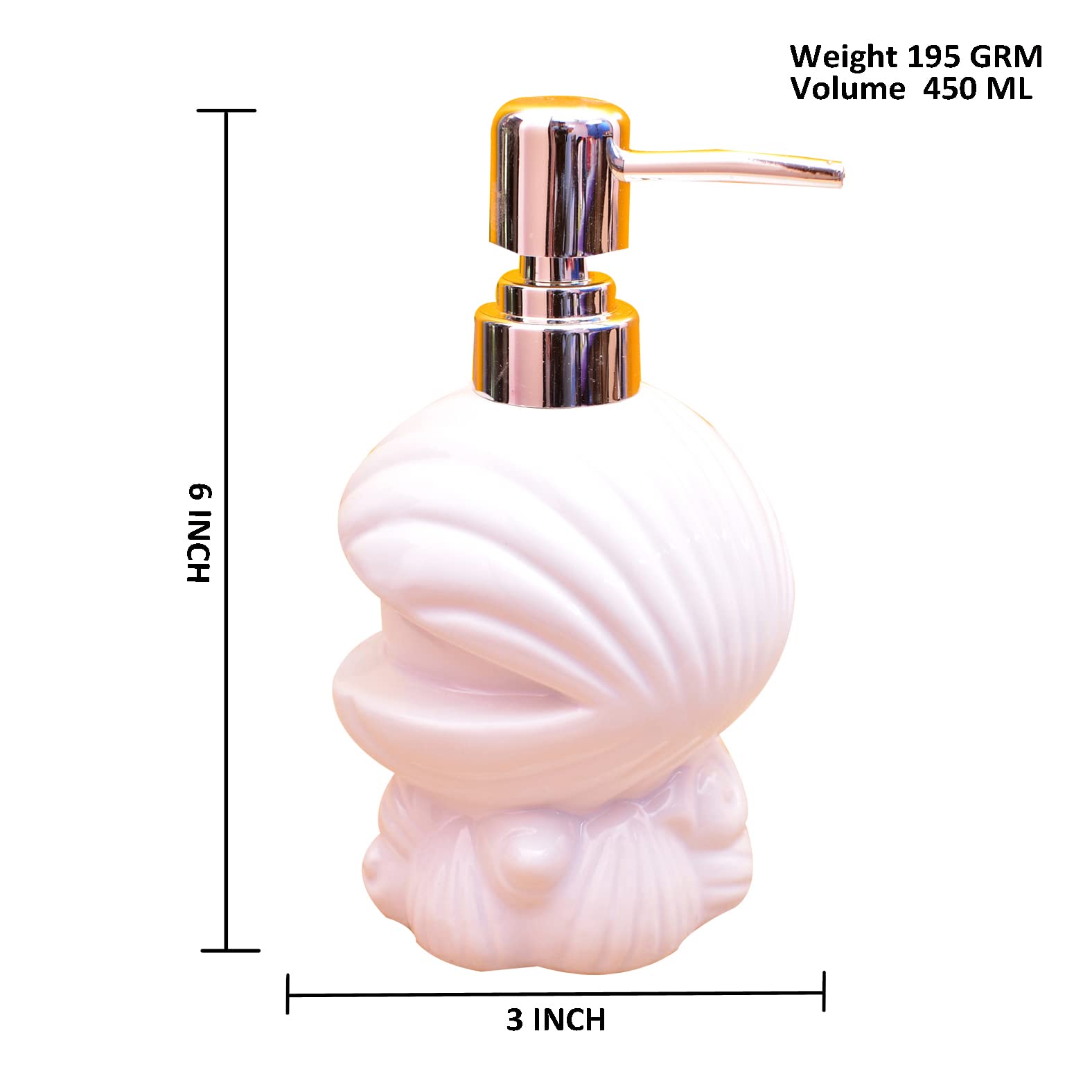 KunhaR Ceramic Liquid Soap Dispenser, 450 Ml, Off White - Image 2