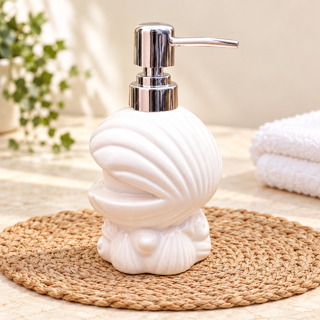 KunhaR Ceramic Liquid Soap Dispenser, 450 Ml, Off White