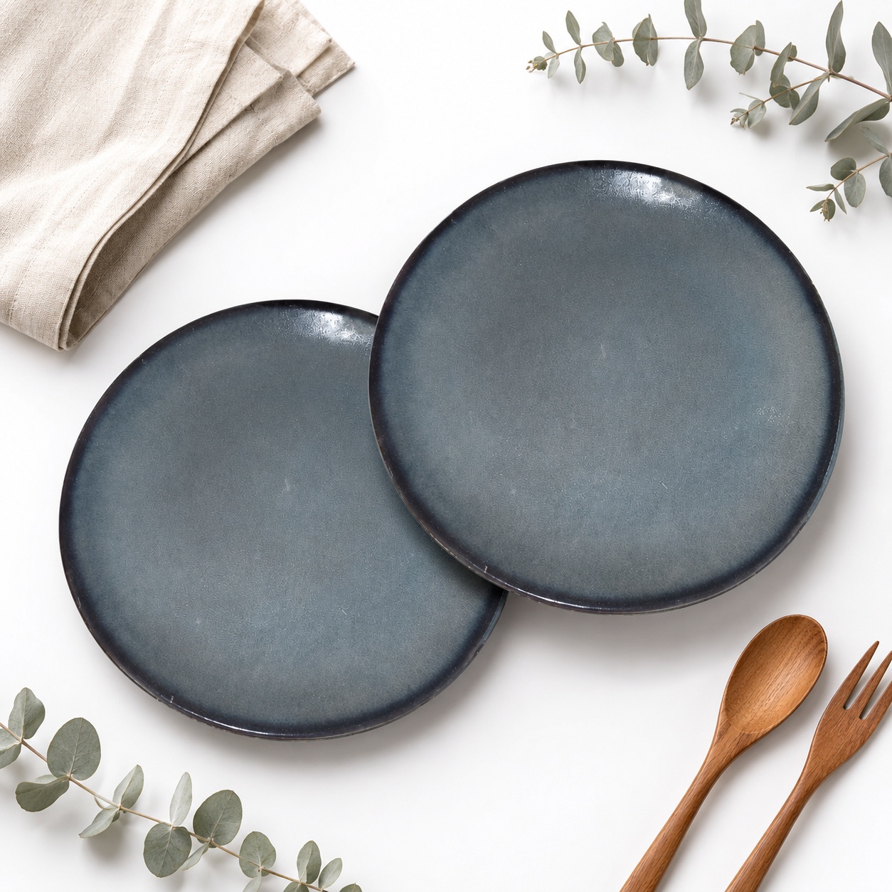 Kunhar Ceramic Dinner Plates Set of 2, 10 Inch | Ocean Teal Reactive Glaze with Brown Rim | Premium Stoneware | Microwave & Dishwasher Safe | Serving Plates for Dinner, Pasta & Salad - Image 3