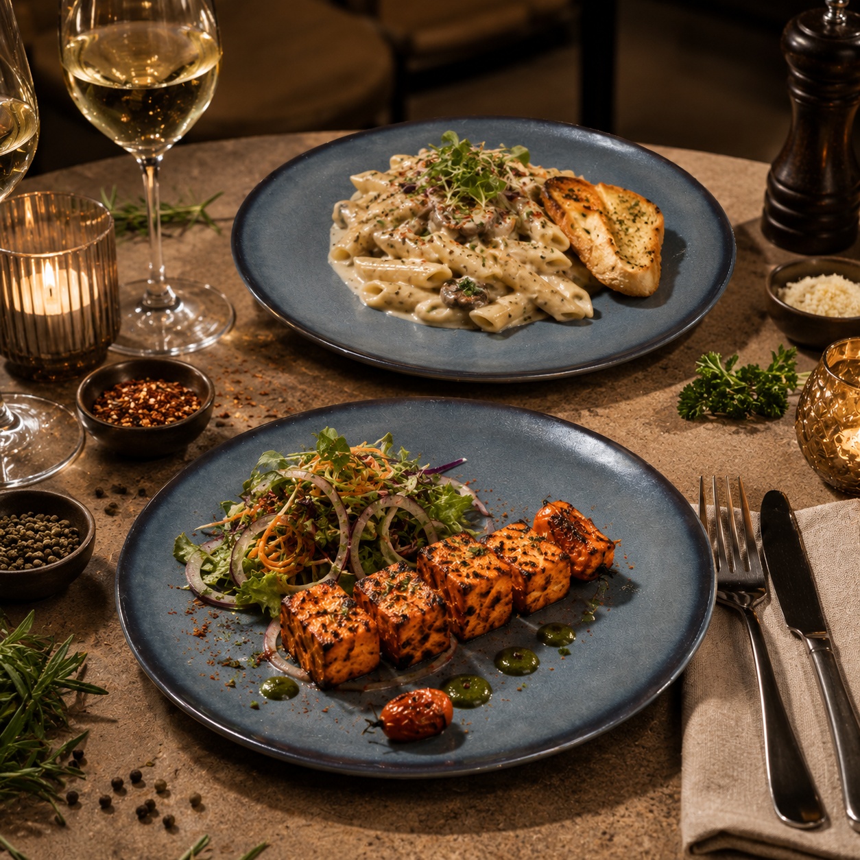 Kunhar Ceramic Dinner Plates Set of 2, 10 Inch | Ocean Teal Reactive Glaze with Brown Rim | Premium Stoneware | Microwave & Dishwasher Safe | Serving Plates for Dinner, Pasta & Salad - Image 7
