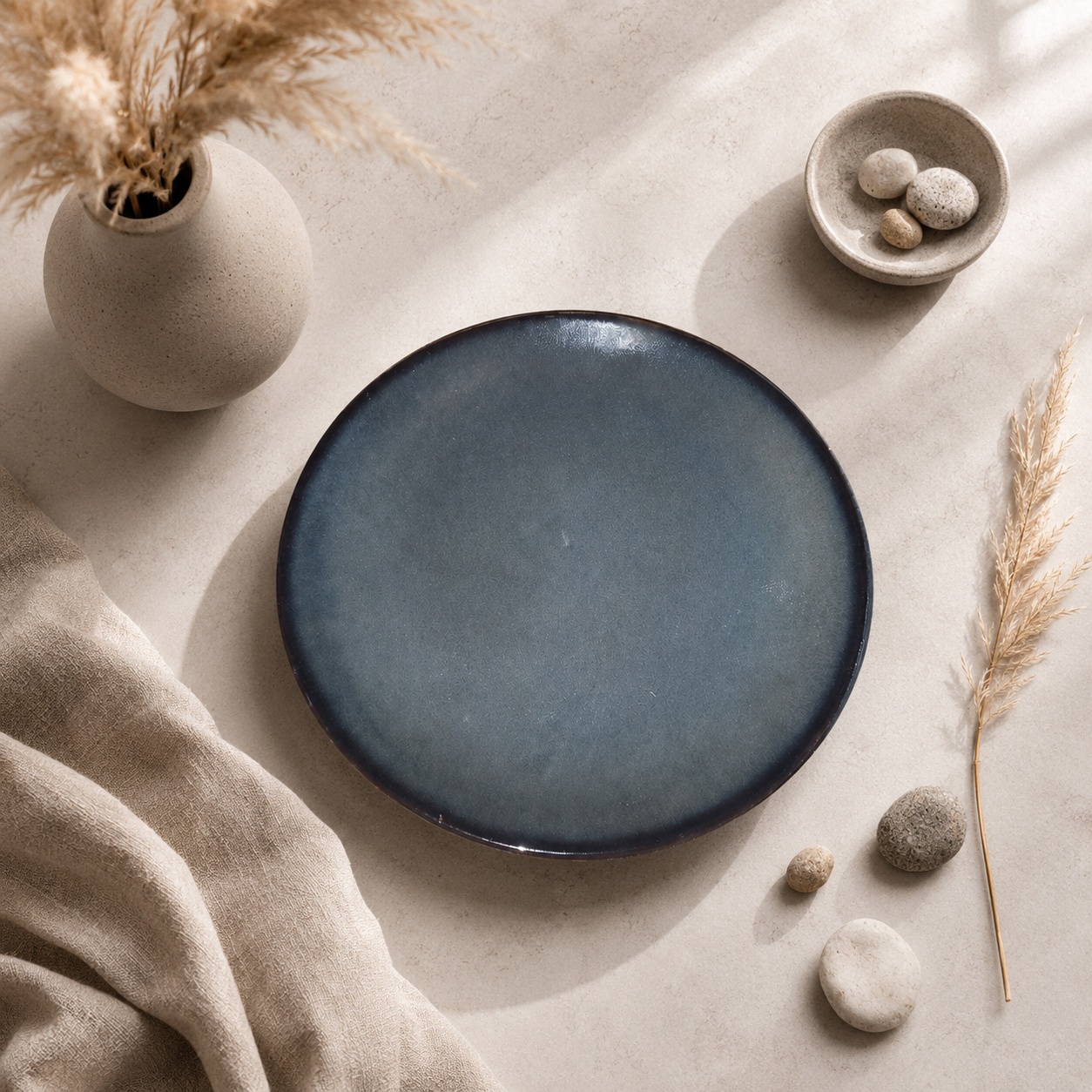 Kunhar Ceramic Dinner Plate 10 Inch | Dual-Tone Ocean Teal Reactive Glaze with Brown Rim | Premium Stoneware | Microwave & Dishwasher Safe - Image 3