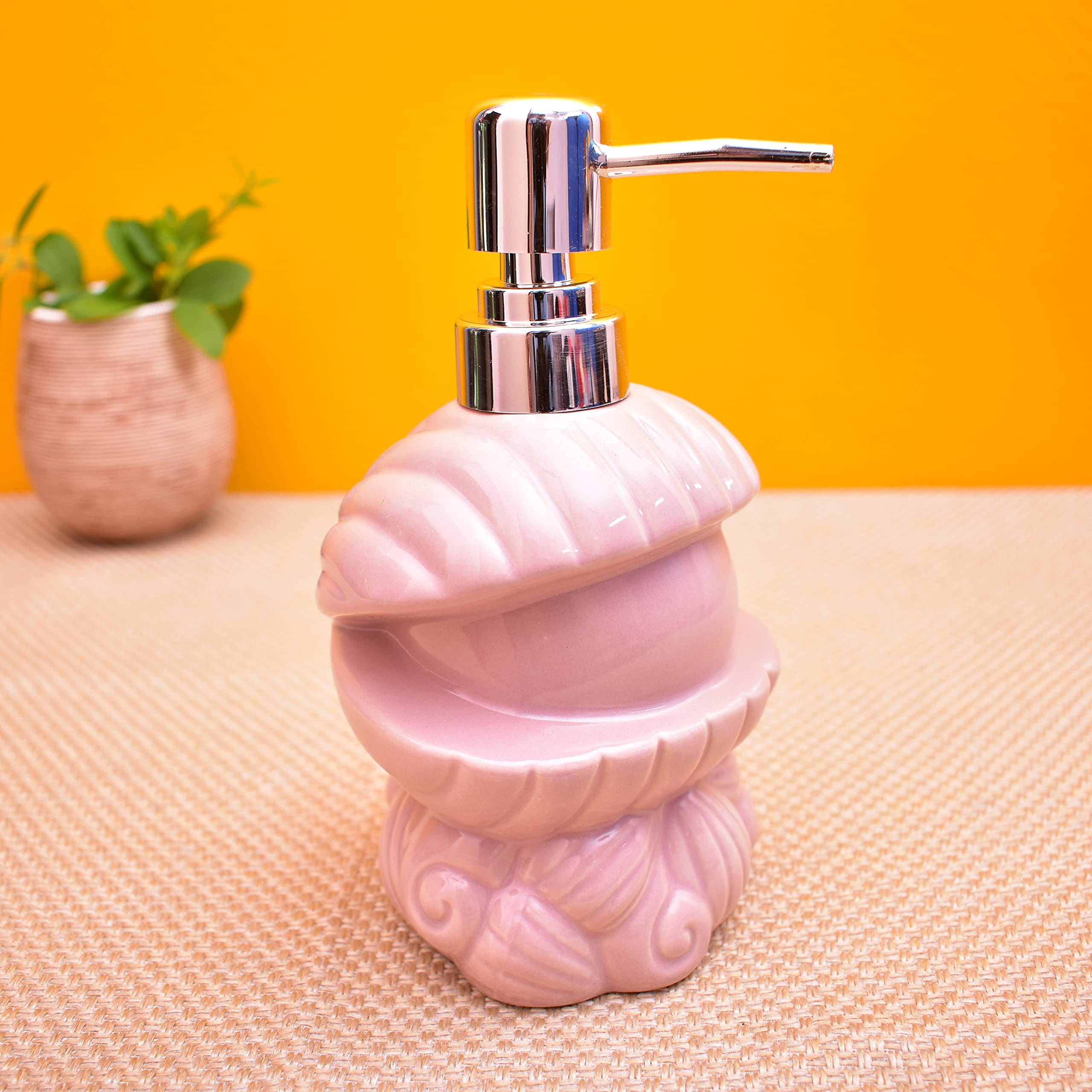 KunhaR Ceramic Liquid Soap Dispenser, 450 Ml, Light Pink - Image 3