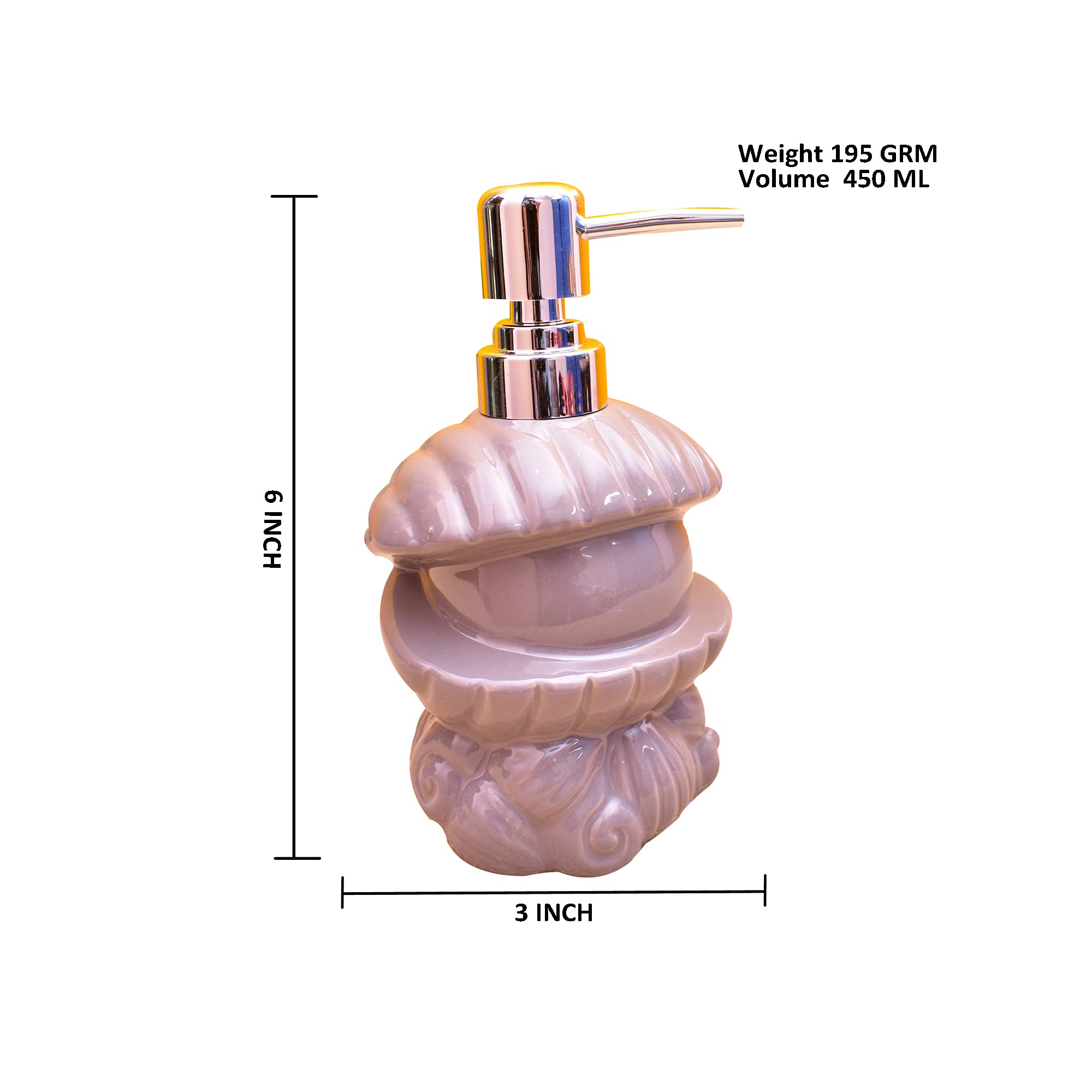 KunhaR Ceramic Liquid Soap Dispenser, 450 Ml, Grey Pink - Image 3