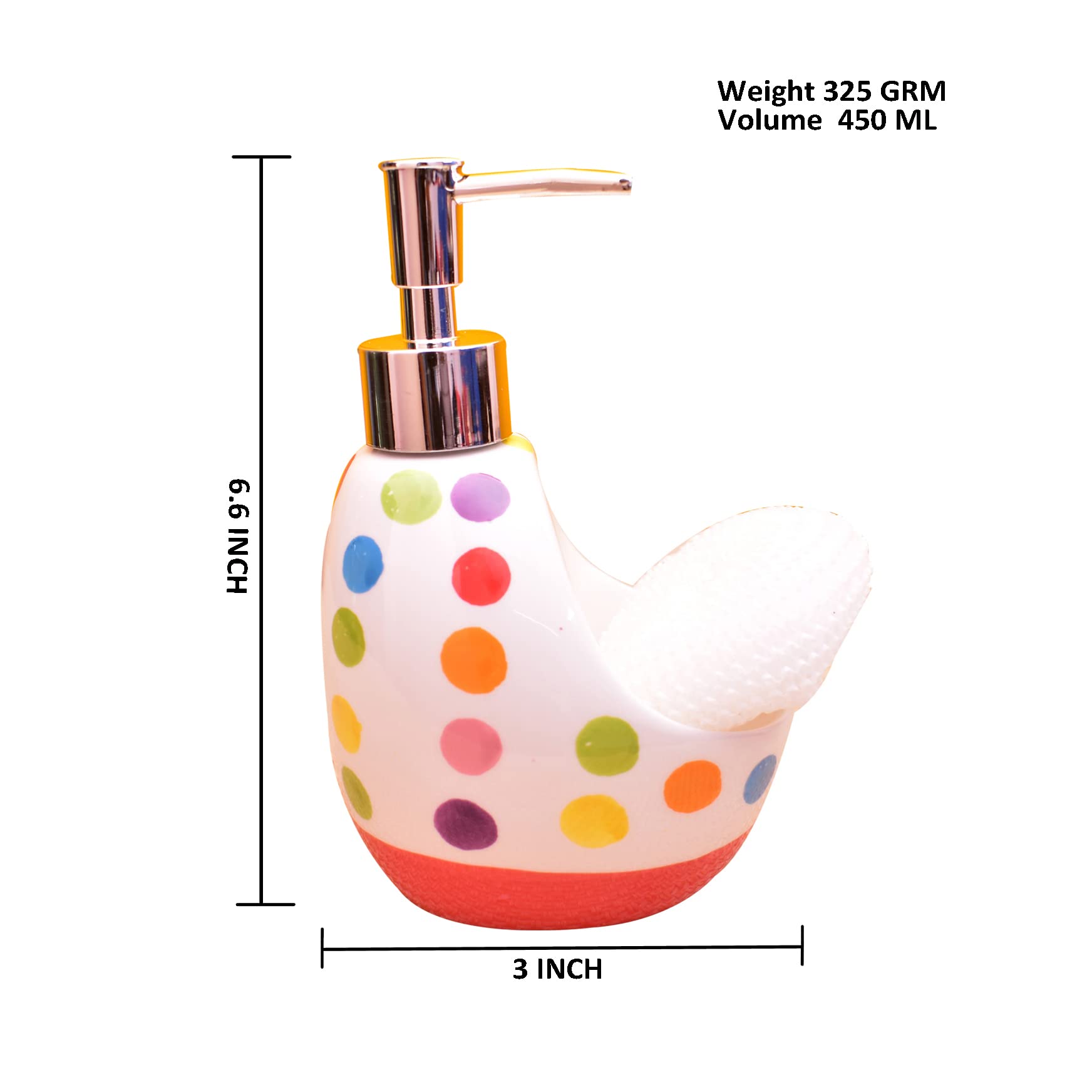 KunhaR Ceramic Liquid Soap Dispenser, 450 Ml, Red Base - Image 2