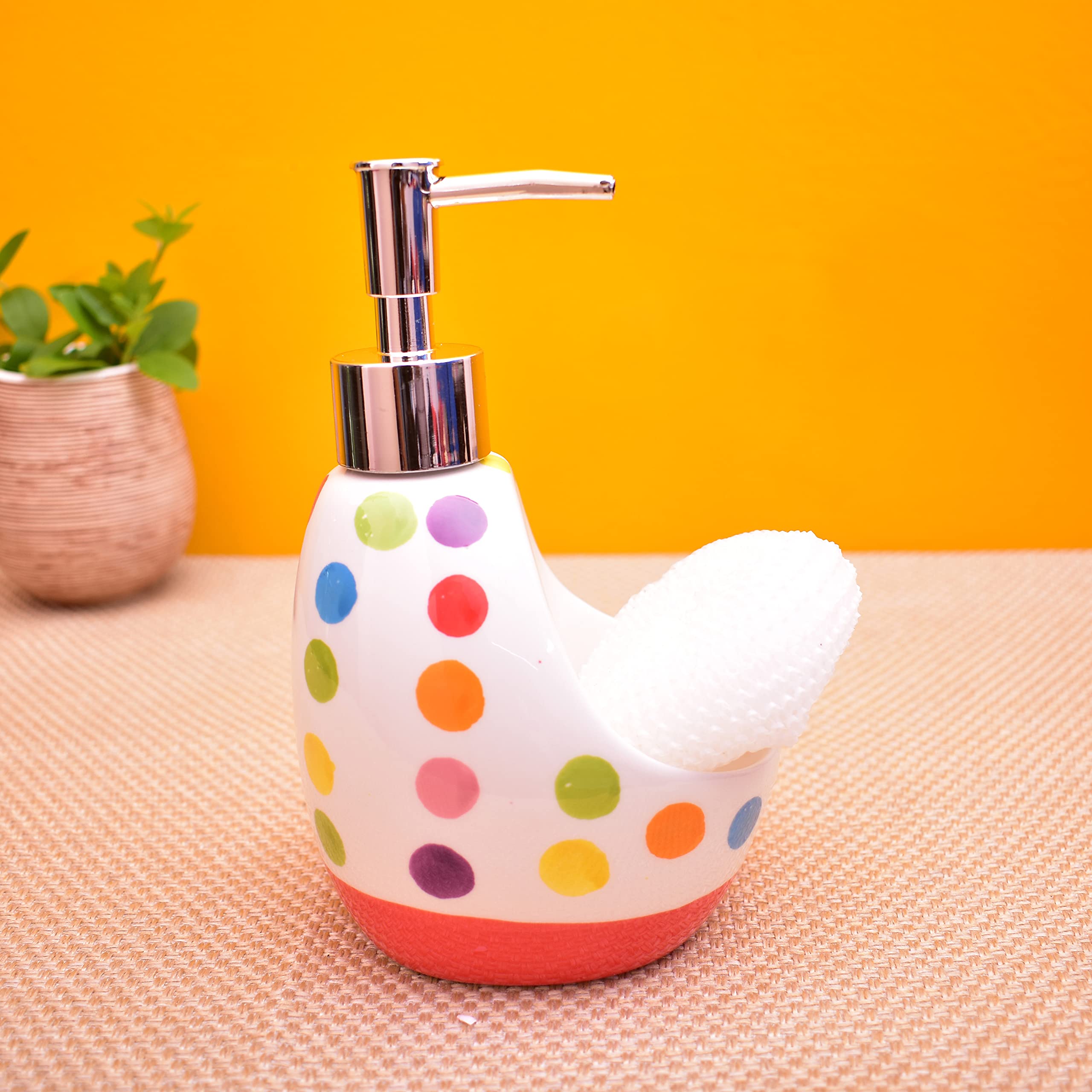 KunhaR Ceramic Liquid Soap Dispenser, 450 Ml, Red Base - Image 3