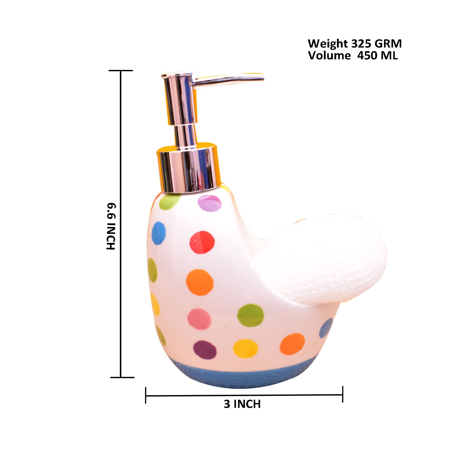 KunhaR Ceramic Liquid Soap Dispenser, 450 Ml, Blue Base - Image 2