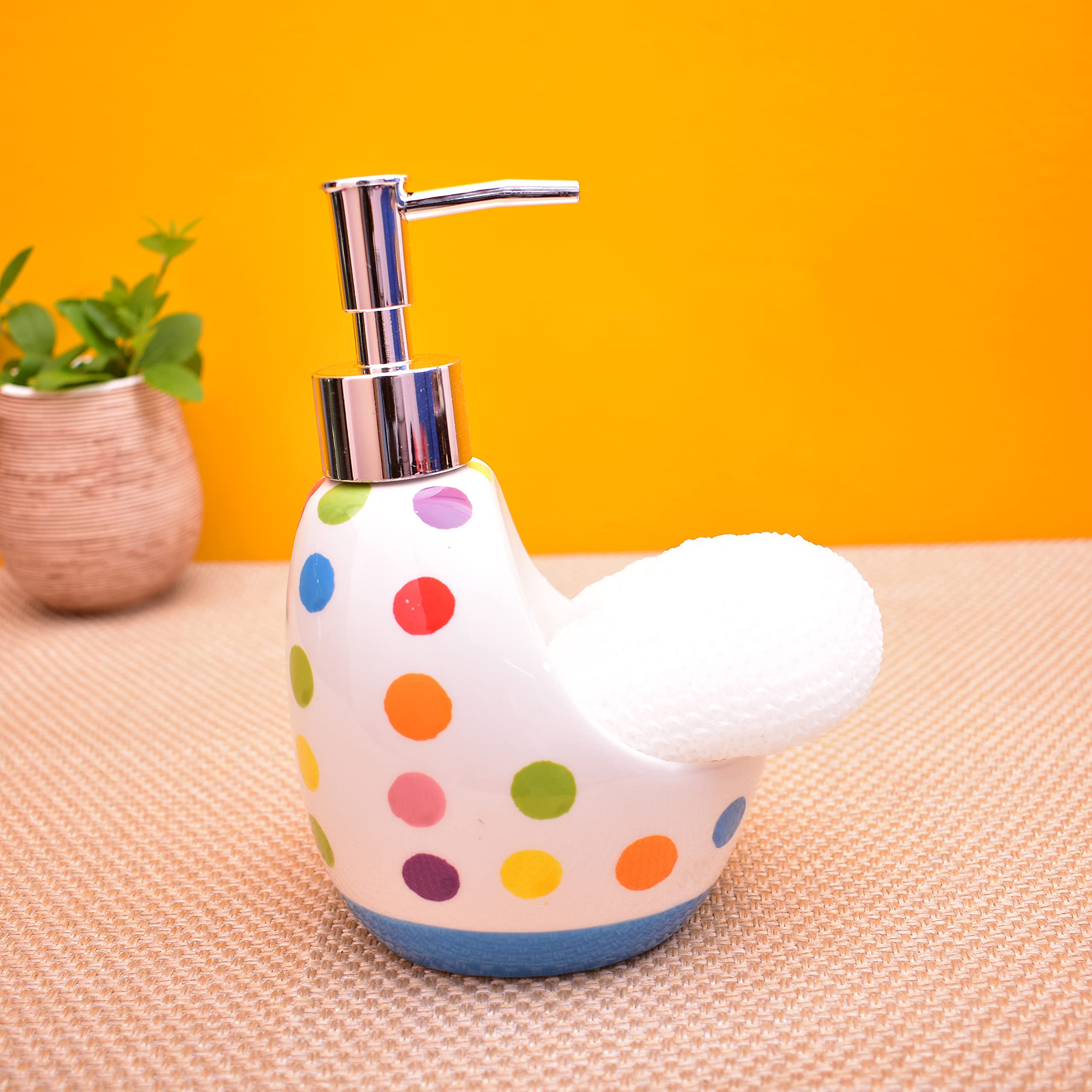KunhaR Ceramic Liquid Soap Dispenser, 450 Ml, Blue Base - Image 3
