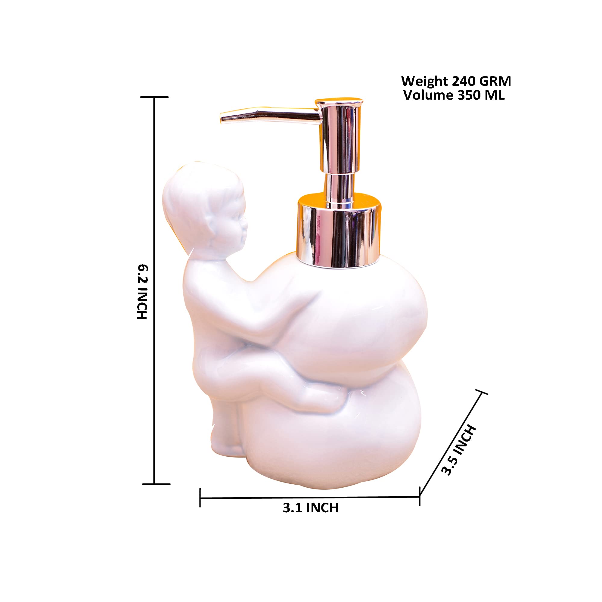 KunhaR Ceramic Liquid Soap Dispenser, 350 Ml, Mercury - Image 2