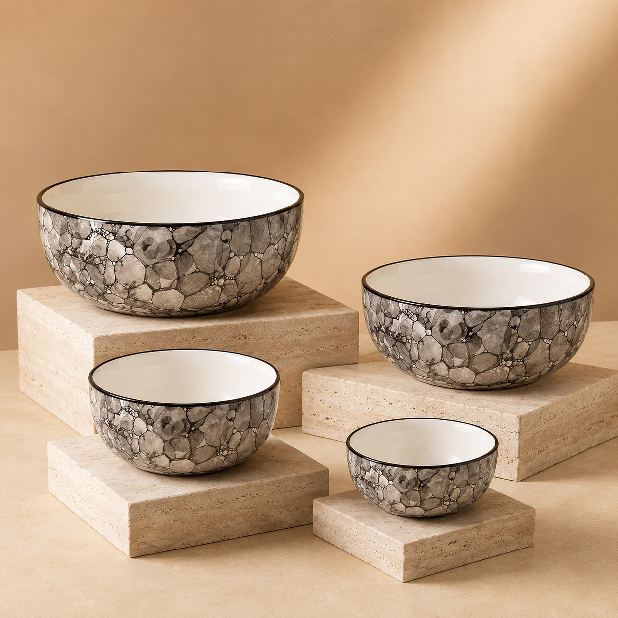 Oncilla Ceramic Mixing Bowl Set – 4 Pieces (1500ml, 800ml, 600ml, 400ml), Black Luster – Durable, Microwave & Dishwasher Safe – Ideal for Mixing, Serving & Storage - Image 3