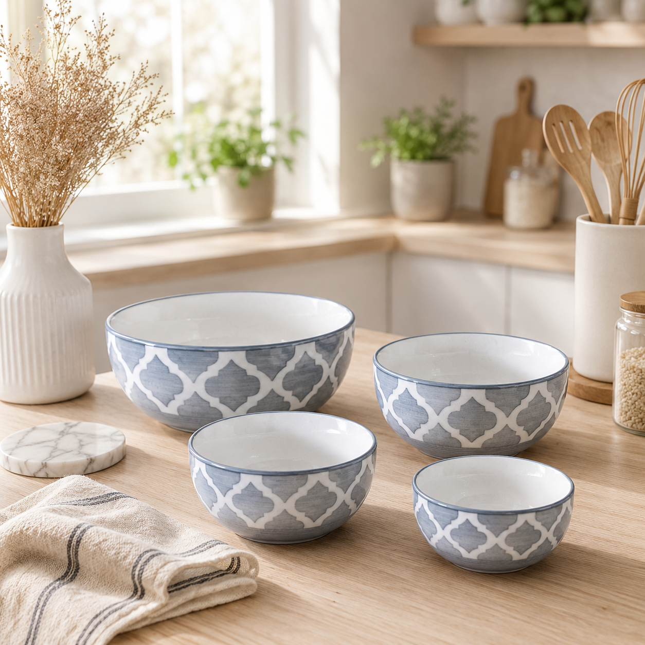 Oncilla Ceramic Mixing Bowl Set – 4 Pieces (1500ml, 800ml, 600ml, 400ml), Gray Umrao – Durable, Microwave & Dishwasher Safe – Ideal for Mixing, Serving & Storage - Image 2
