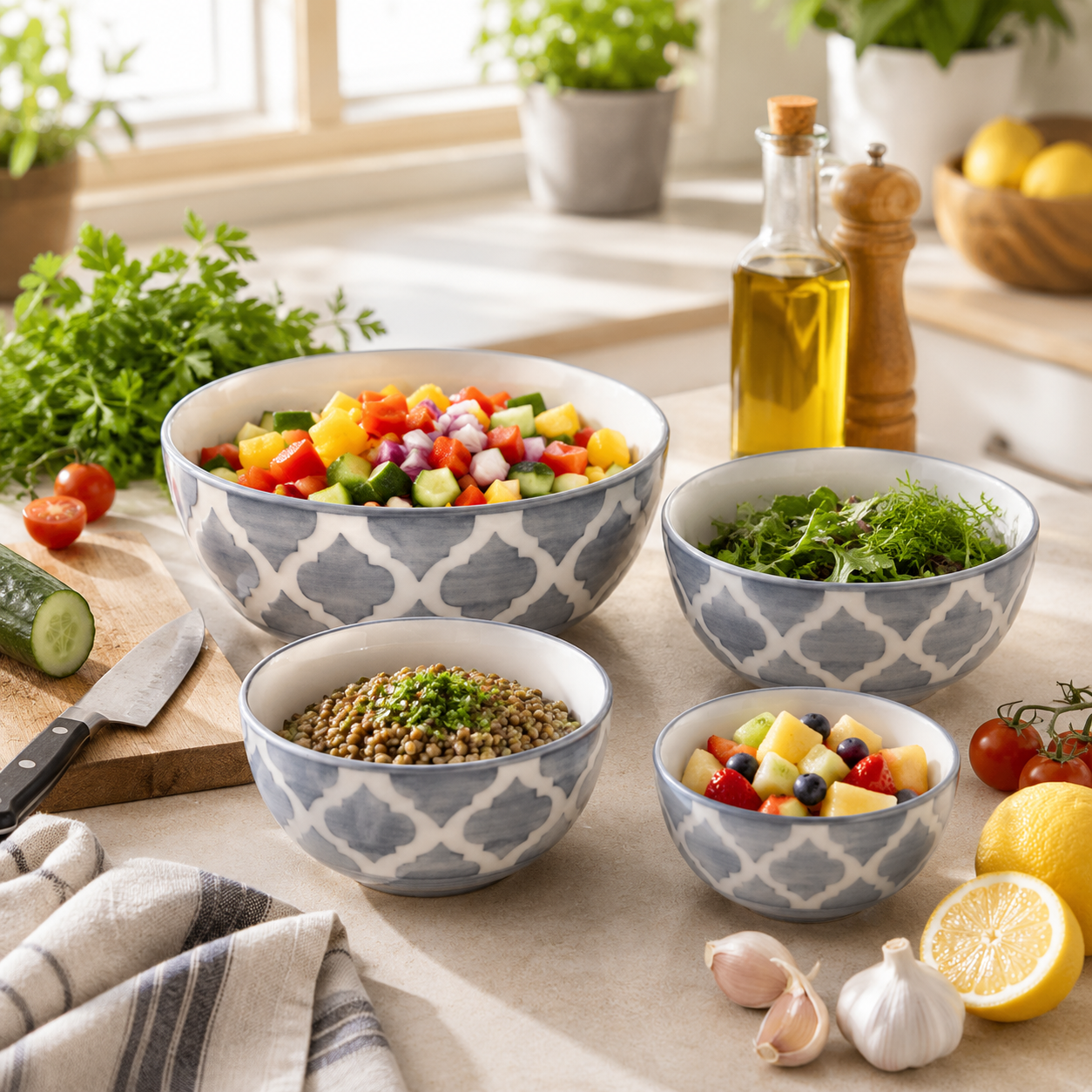 Oncilla Ceramic Mixing Bowl Set – 4 Pieces (1500ml, 800ml, 600ml, 400ml), Gray Umrao – Durable, Microwave & Dishwasher Safe – Ideal for Mixing, Serving & Storage - Image 4