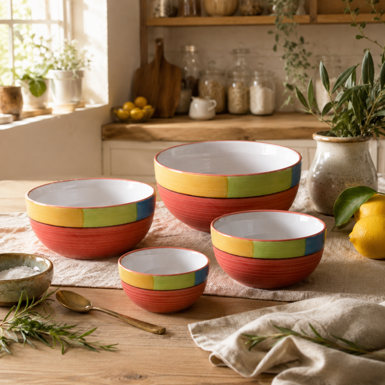 Oncilla Ceramic Mixing Bowl Set – 4 Pieces (1500ml, 800ml, 600ml, 400ml), Red – Durable, Microwave & Dishwasher Safe – Ideal for Mixing, Serving & Storage - Image 7