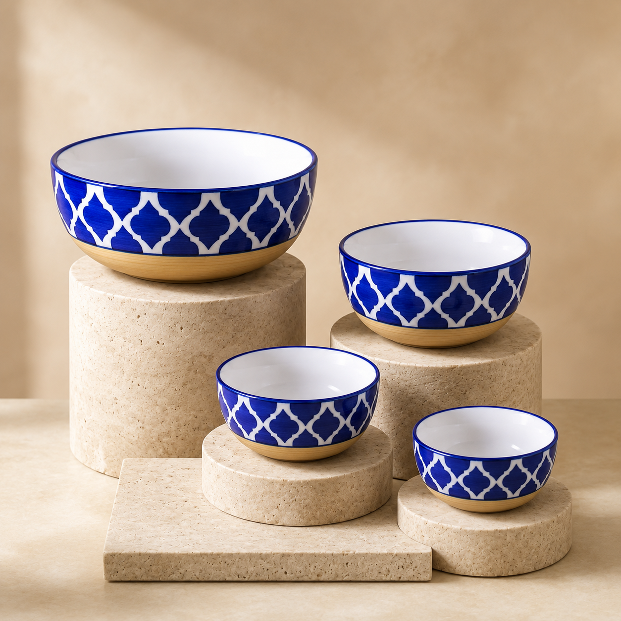 Oncilla Ceramic Mixing Bowl Set – 4 Pieces (1500ml, 800ml, 600ml, 400ml), Yellow Blue Chidi – Durable, Microwave & Dishwasher Safe – Ideal for Mixing, Serving & Storage - Image 4
