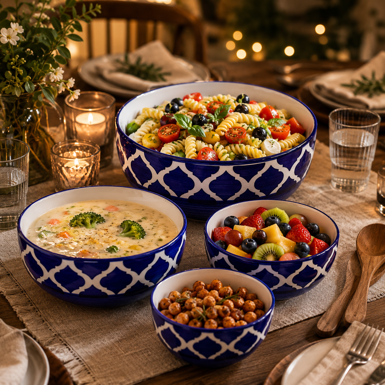 Oncilla Ceramic Mixing Bowl Set – 4 Pieces (1500ml, 800ml, 600ml, 400ml), Blue Umrao – Durable, Microwave & Dishwasher Safe – Ideal for Mixing, Serving & Storage - Image 3