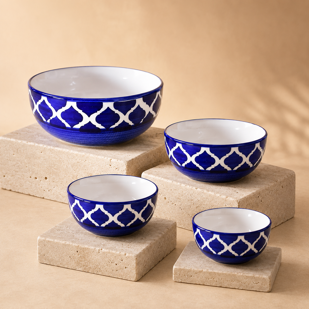 Oncilla Ceramic Mixing Bowl Set – 4 Pieces (1500ml, 800ml, 600ml, 400ml), Blue Umrao – Durable, Microwave & Dishwasher Safe – Ideal for Mixing, Serving & Storage - Image 5