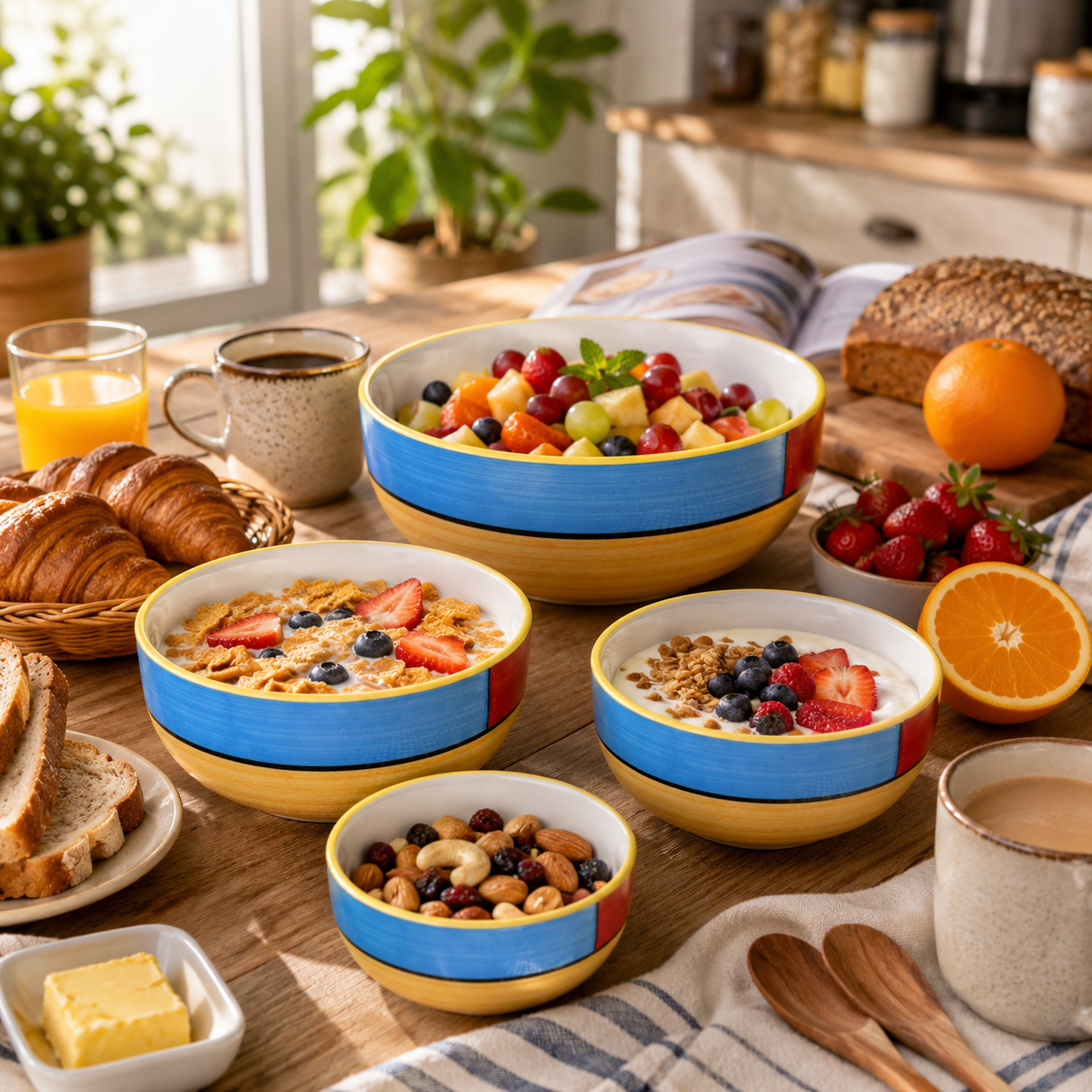 Oncilla Ceramic Mixing Bowl Set – 4 Pieces (1500ml, 800ml, 600ml, 400ml), Yellow Blue – Durable, Microwave & Dishwasher Safe – Ideal for Mixing, Serving & Storage - Image 6