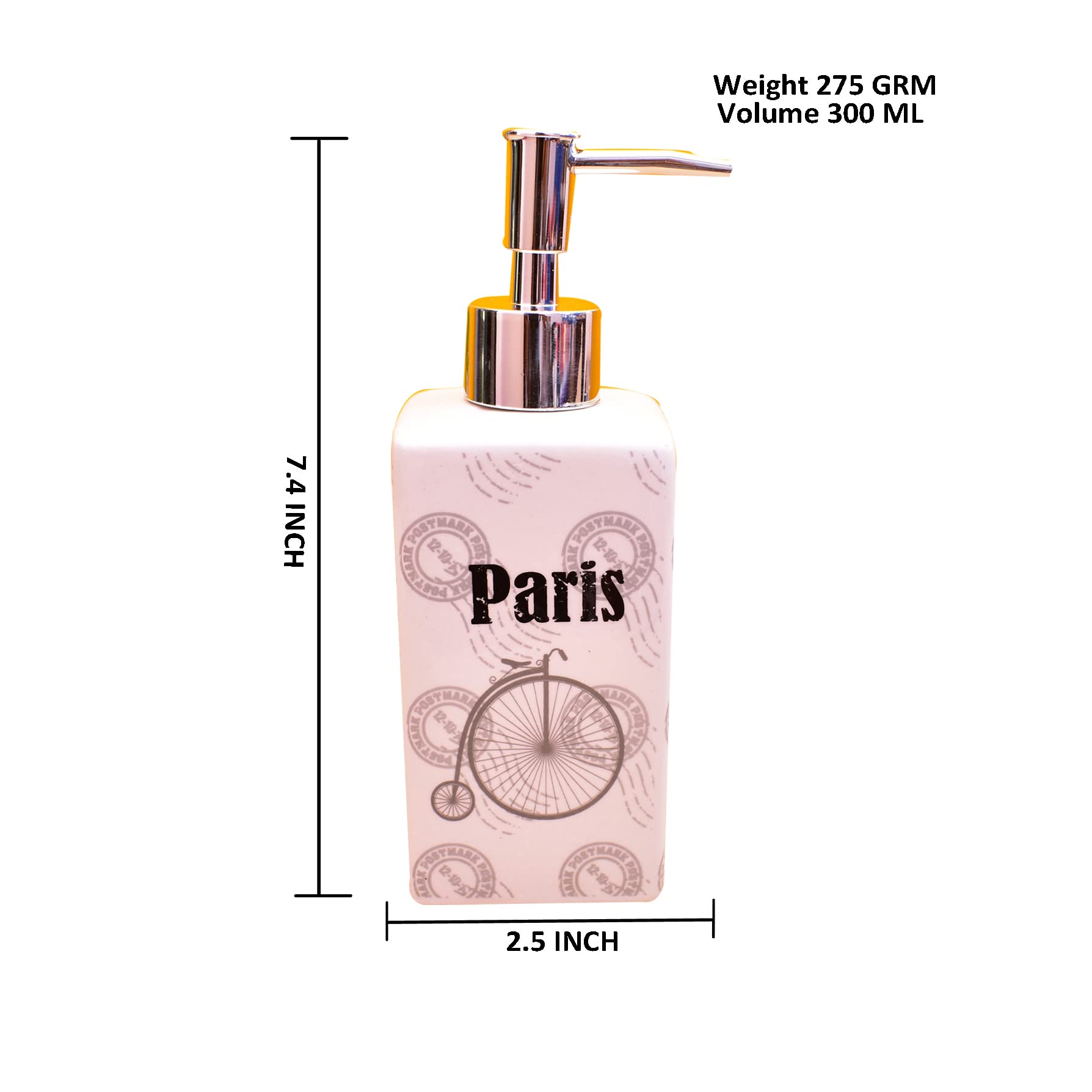 KunhaR Ceramic Liquid Soap Dispenser, 300 Ml, White - Image 2