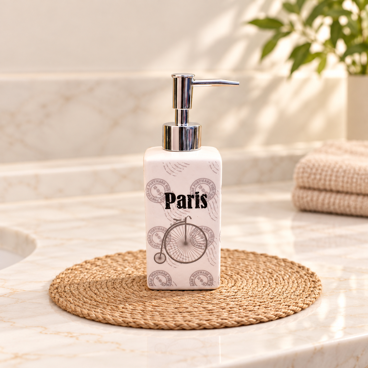 KunhaR Ceramic Liquid Soap Dispenser, 300 Ml, White