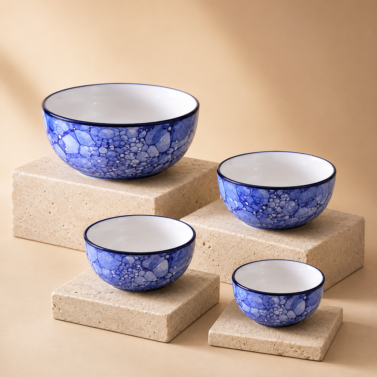 Oncilla Ceramic Mixing Bowl Set – 4 Pieces (1000ml, 750ml, 500ml, 300ml), Blue Luster – Durable, Microwave & Dishwasher Safe – Ideal for Mixing, Serving & Storage - Image 4