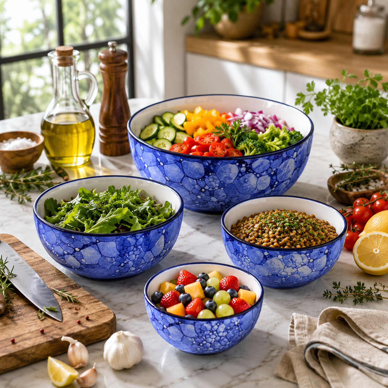 Oncilla Ceramic Mixing Bowl Set – 4 Pieces (1000ml, 750ml, 500ml, 300ml), Blue Luster – Durable, Microwave & Dishwasher Safe – Ideal for Mixing, Serving & Storage - Image 6