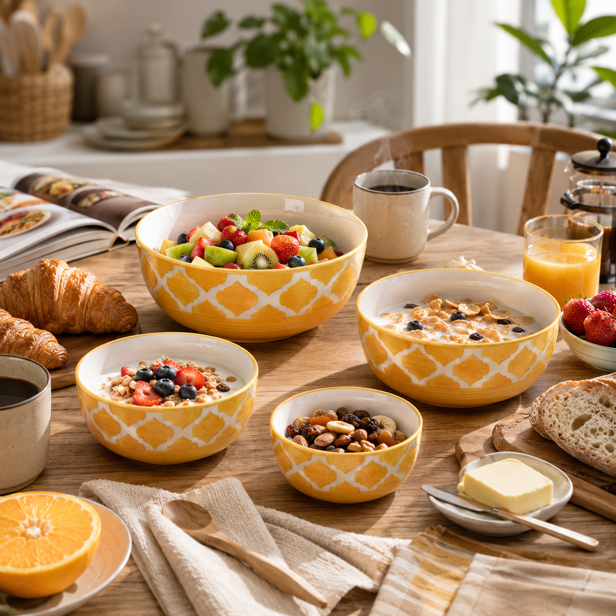 Oncilla Ceramic Mixing Bowl Set – 4 Pieces (1500ml, 800ml, 600ml, 400ml), Yellow Umrao – Durable, Microwave & Dishwasher Safe – Ideal for Mixing, Serving & Storage - Image 5