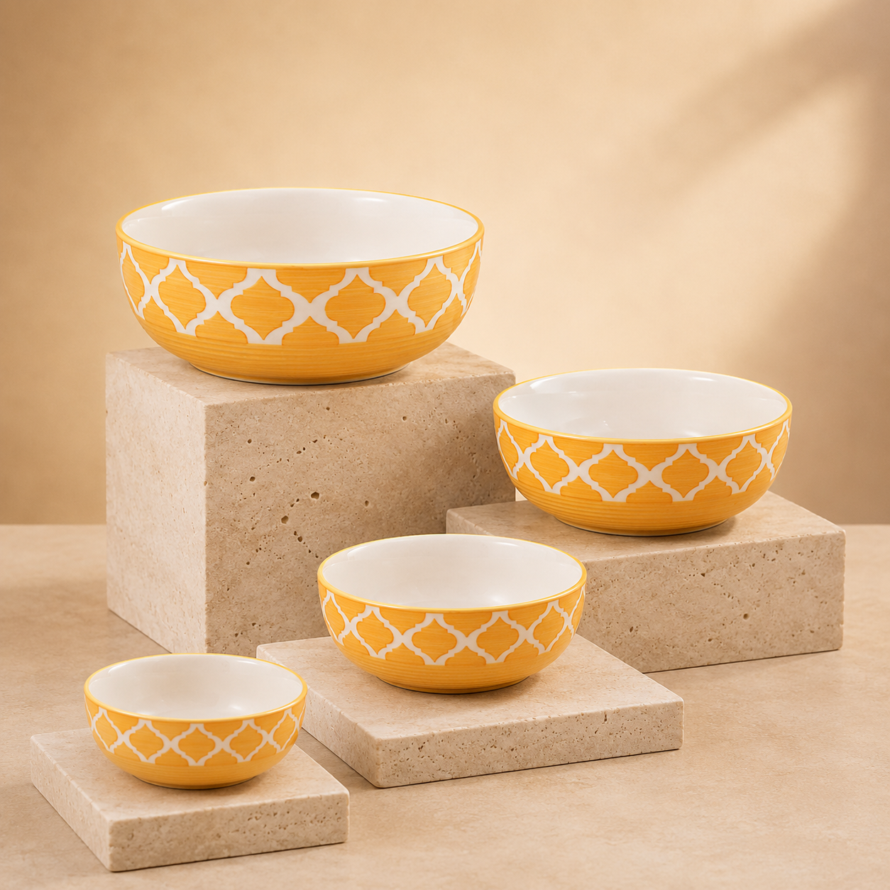 Oncilla Ceramic Mixing Bowl Set – 4 Pieces (1500ml, 800ml, 600ml, 400ml), Yellow Umrao – Durable, Microwave & Dishwasher Safe – Ideal for Mixing, Serving & Storage - Image 6