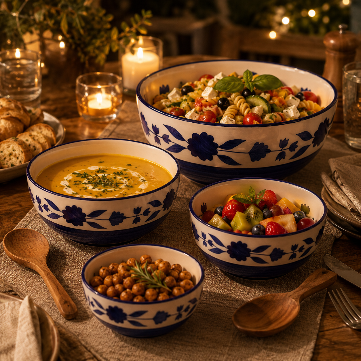 Oncilla Ceramic Mixing Bowl Set – 4 Pieces (1500ml, 800ml, 600ml, 400ml), Royal Blue – Durable, Microwave & Dishwasher Safe – Ideal for Mixing, Serving & Storage - Image 3