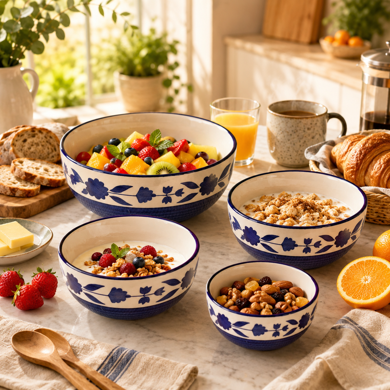 Oncilla Ceramic Mixing Bowl Set – 4 Pieces (1500ml, 800ml, 600ml, 400ml), Royal Blue – Durable, Microwave & Dishwasher Safe – Ideal for Mixing, Serving & Storage - Image 5