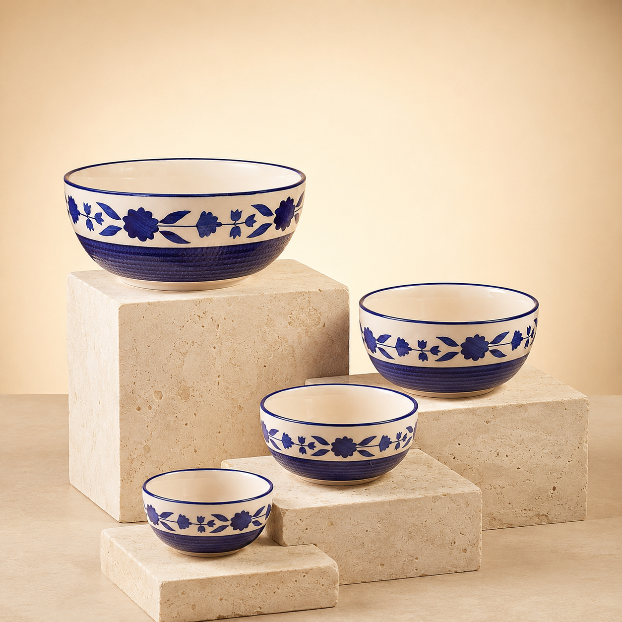 Oncilla Ceramic Mixing Bowl Set – 4 Pieces (1500ml, 800ml, 600ml, 400ml), Royal Blue – Durable, Microwave & Dishwasher Safe – Ideal for Mixing, Serving & Storage - Image 6